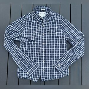 Abercrombie & Fitch Men’s Navy Windowpane Plaid Button Down Shirt Medium NWOT